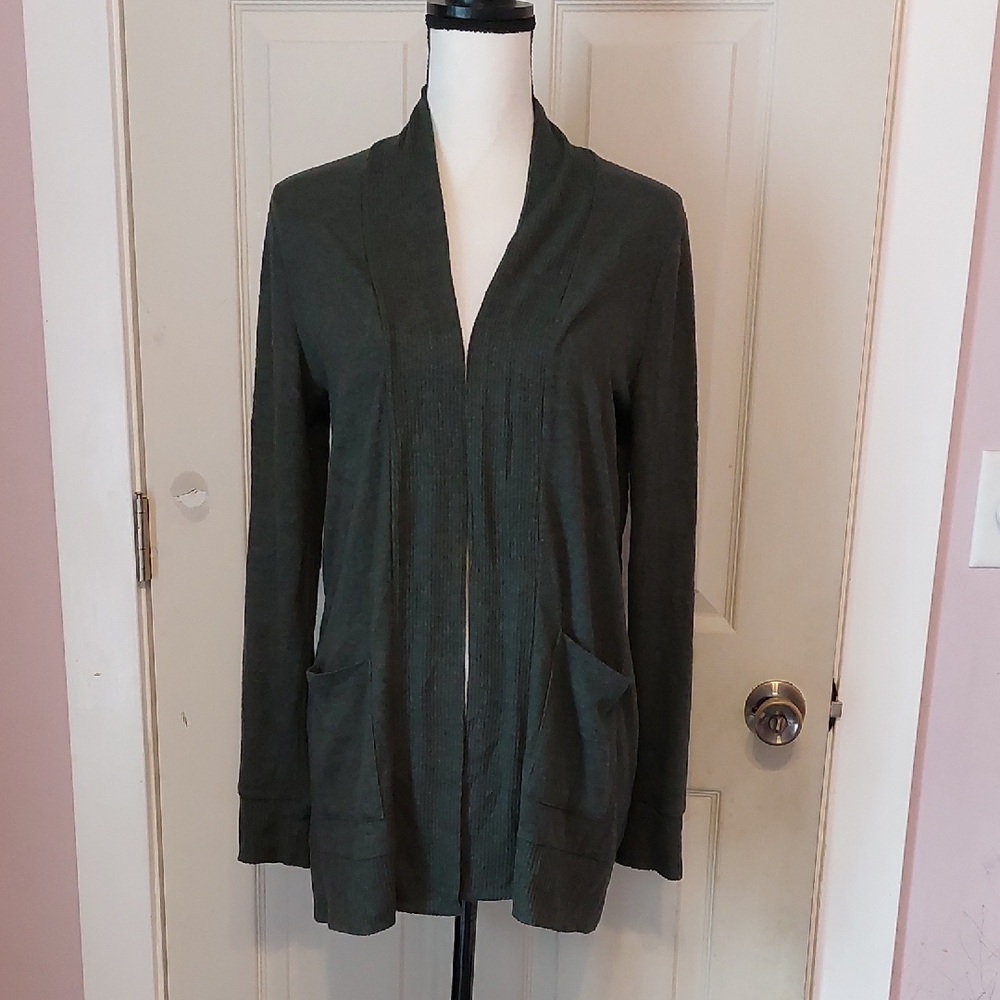Papermoon Dark Olive Green Open Front Cardigan Wrap Sweater Size M